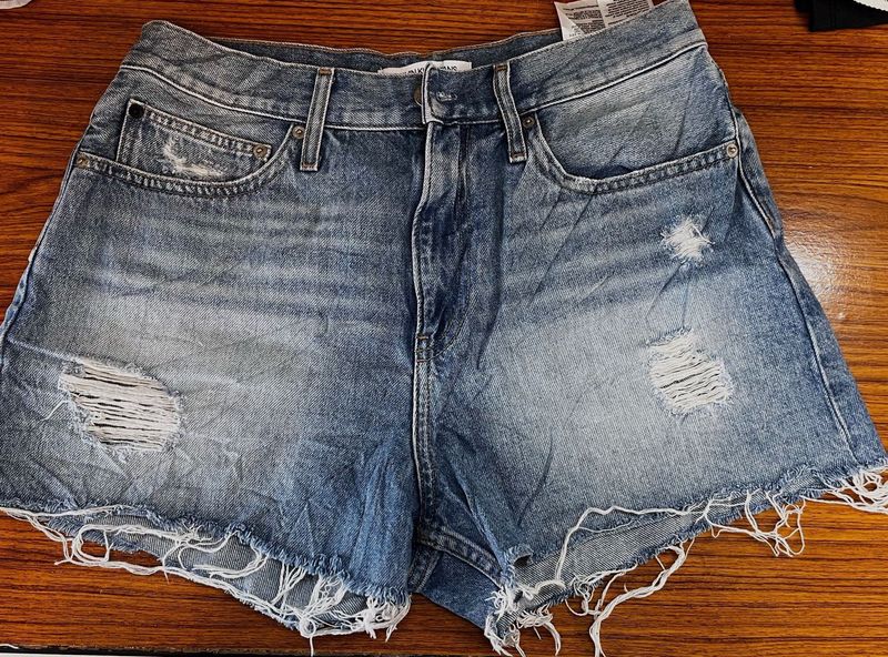 Ck Ripped Denim Shorts