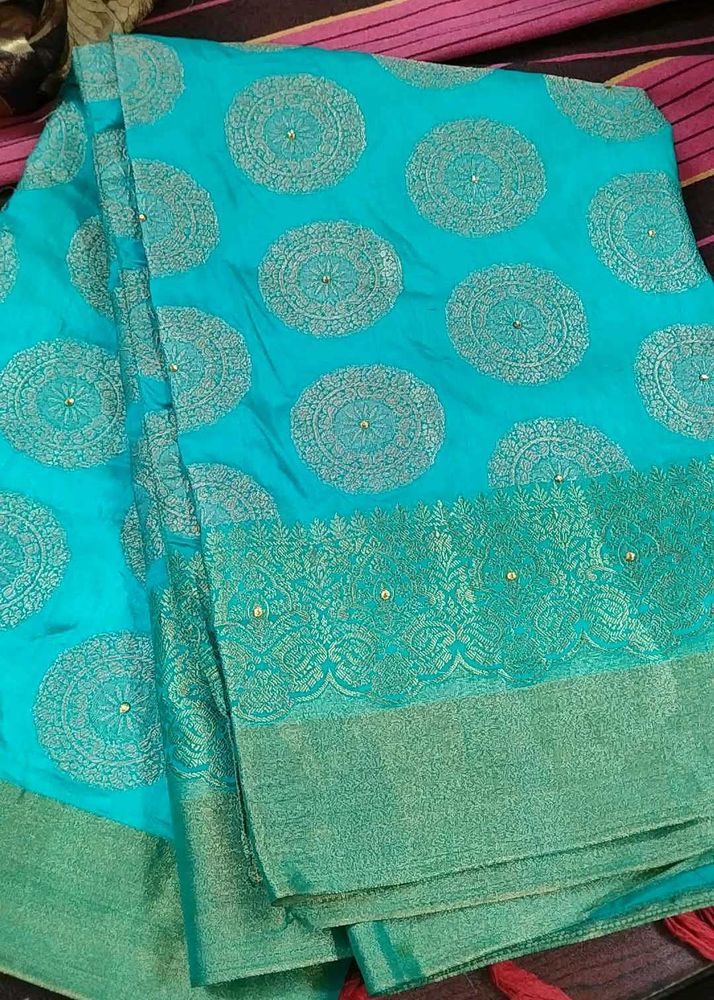 Dark Aqua Green Saree
