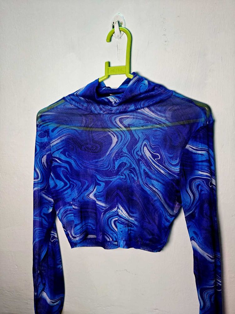Blue Marble Print Top