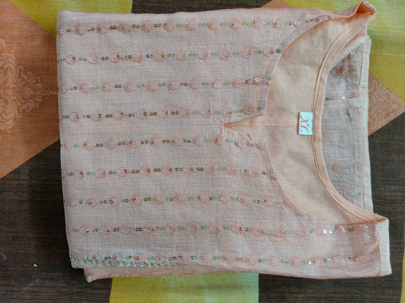 Peach Sequin Kurti - Size XL