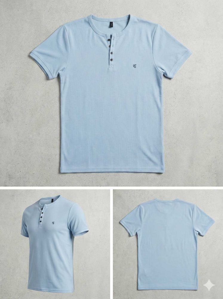 Light Blue Henley T-Shirt