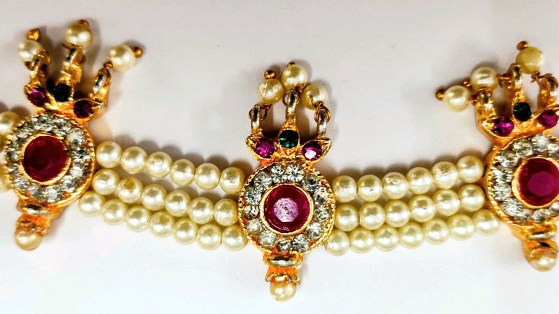 Pearl &amp; Gemstone Beaded Choker 10&#34;