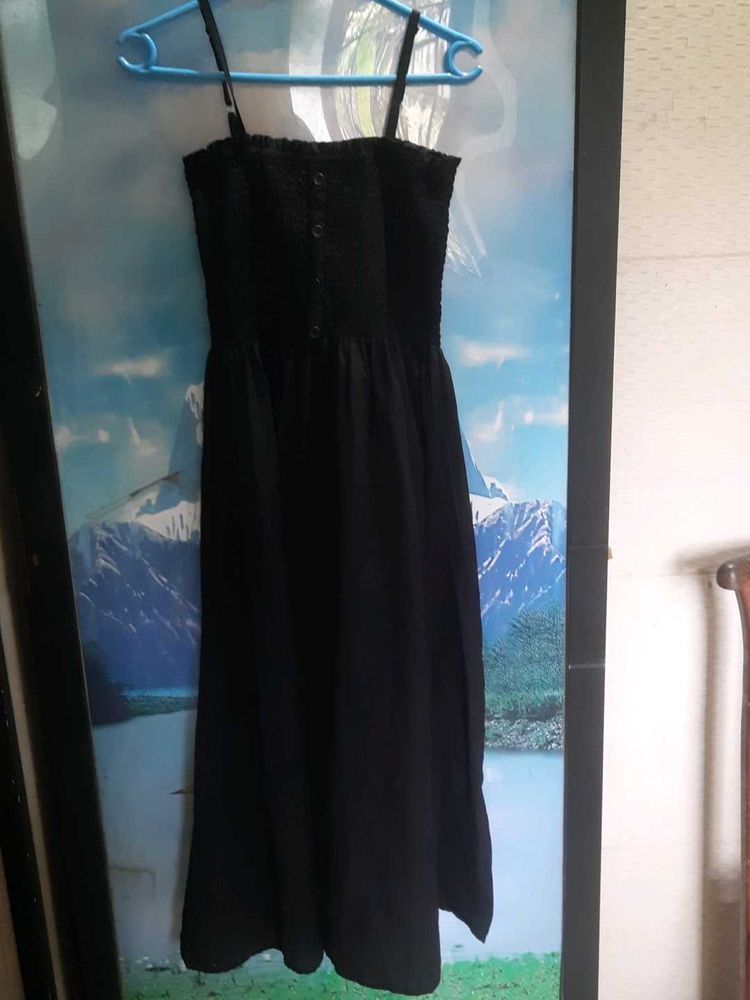 Black Spaghetti Strap Midi Dress