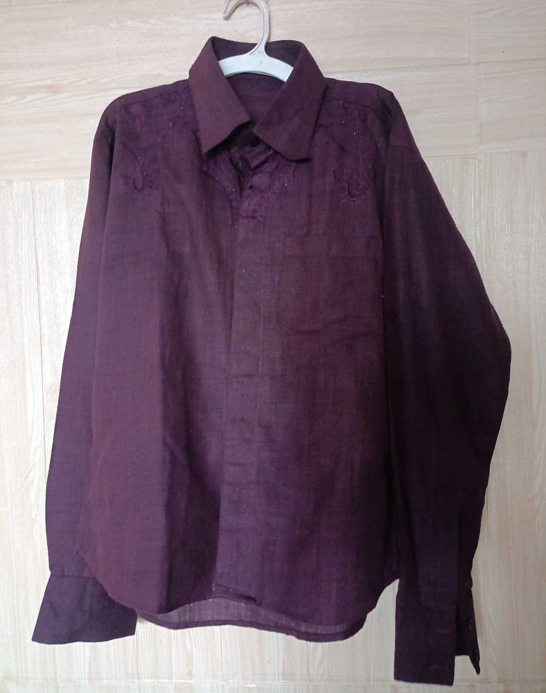 Men Full Sleeves Shirt Purple