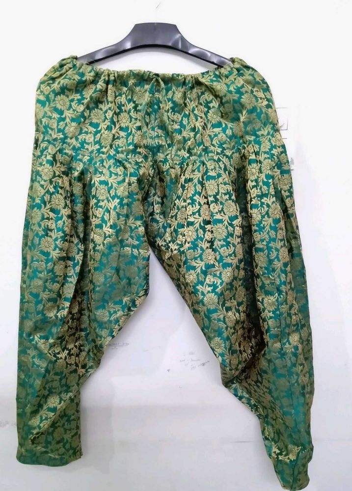 Banarasi Jacquard Green Floral Dhoti Salwar