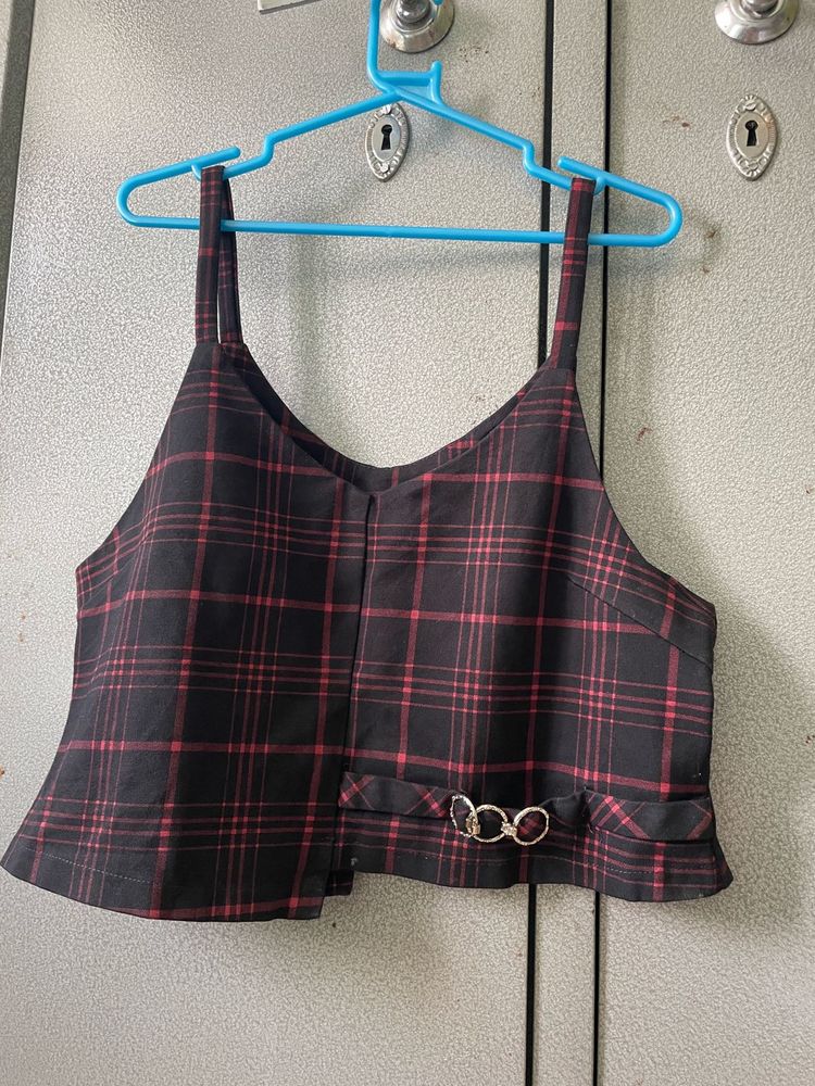 Plaid Crop Tank Top