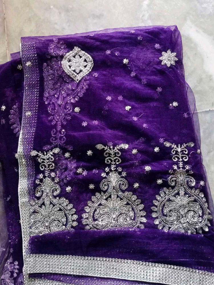 Purple Embellished Saree