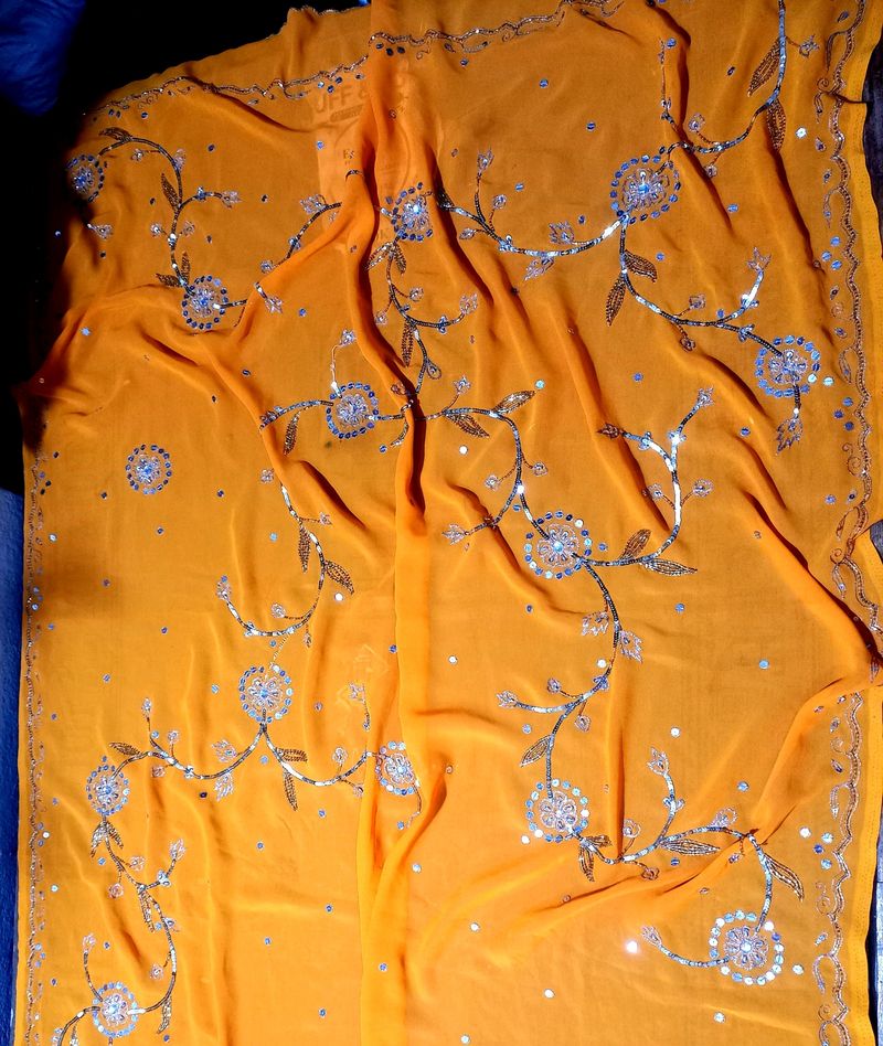 Sequence Saree .with Peticoat And Blouse