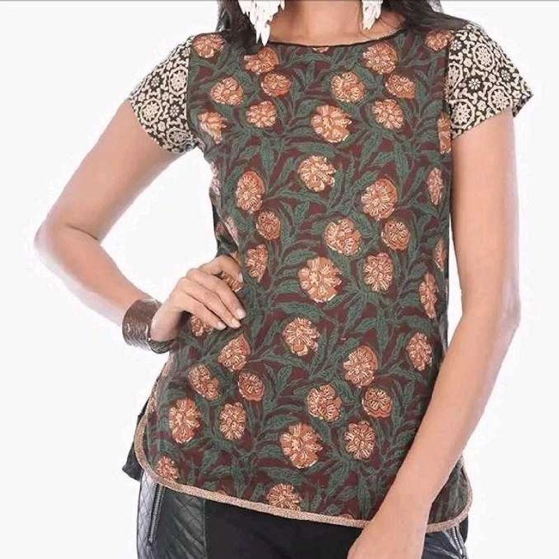 Imara Floral Print High Low Top