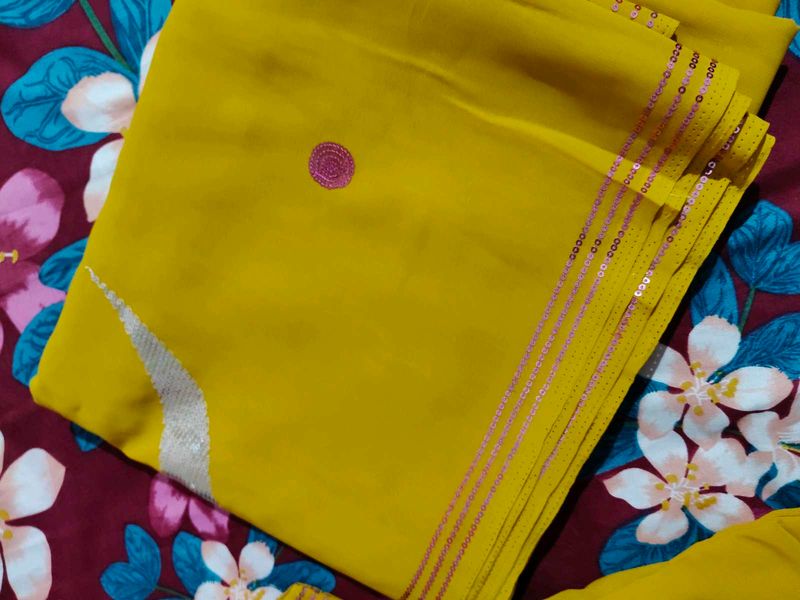 Yellow Sequin Saree