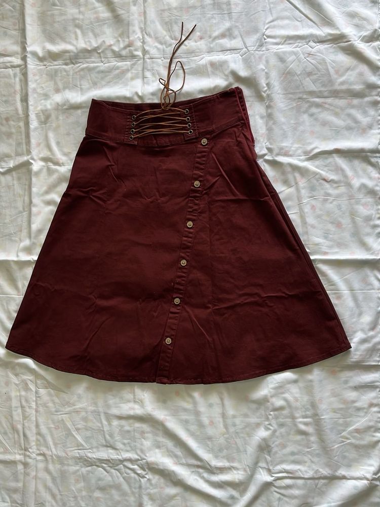 High Waist Classic Burgundy Tokyo Talkies Skirt