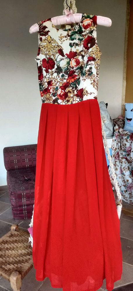 Red cocktail maxi dress