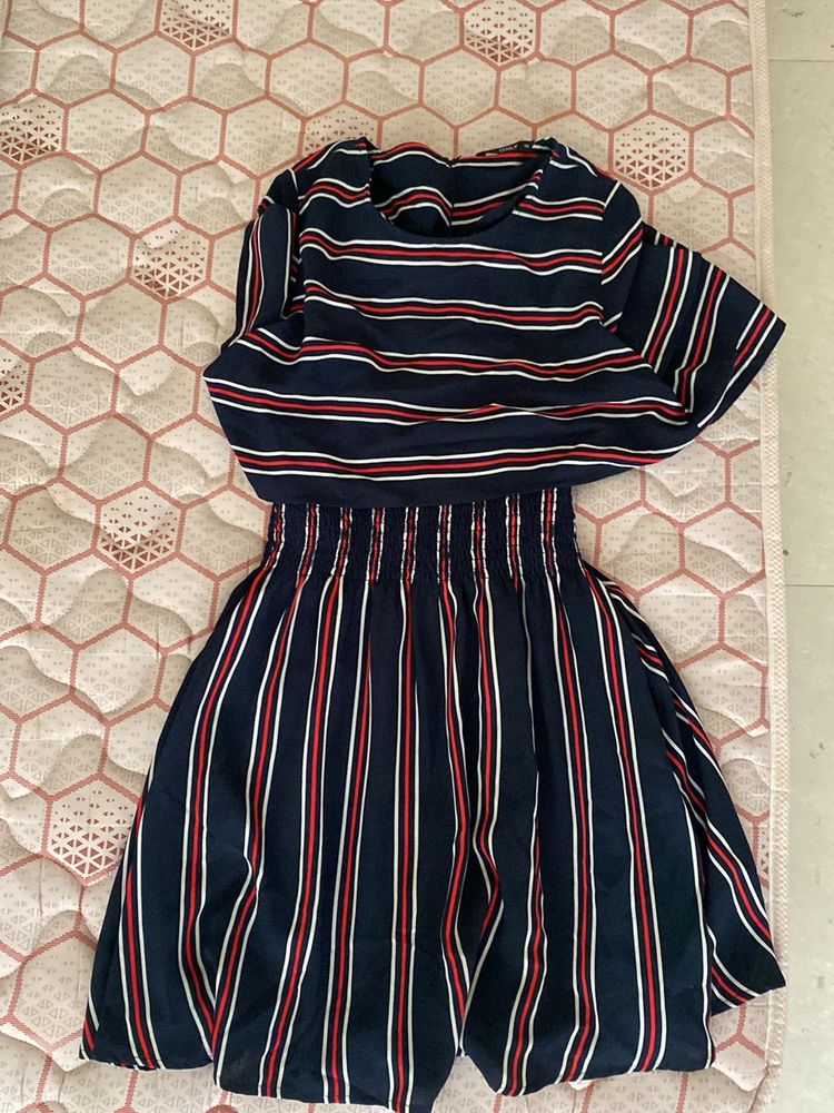 Striped Fit And Flare Dress