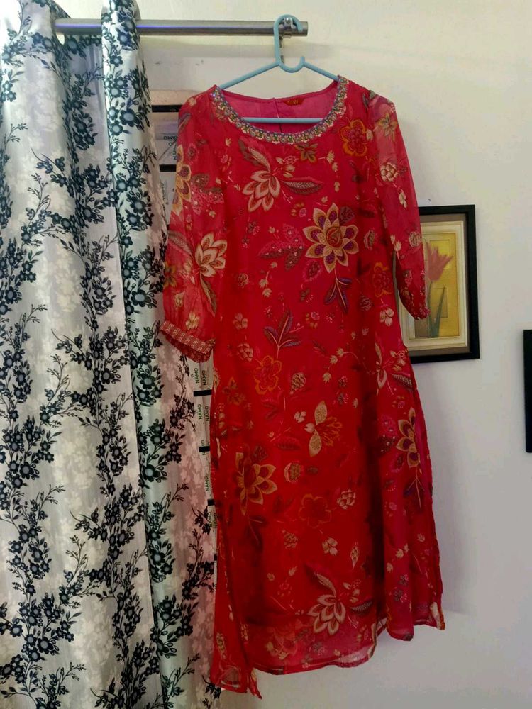 W FOR WOMEN Red Floral Print Kurti