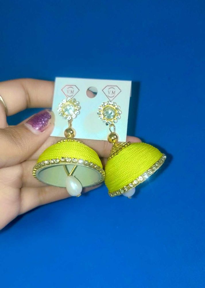 Yellow &amp; Green &amp;Silver Earrings