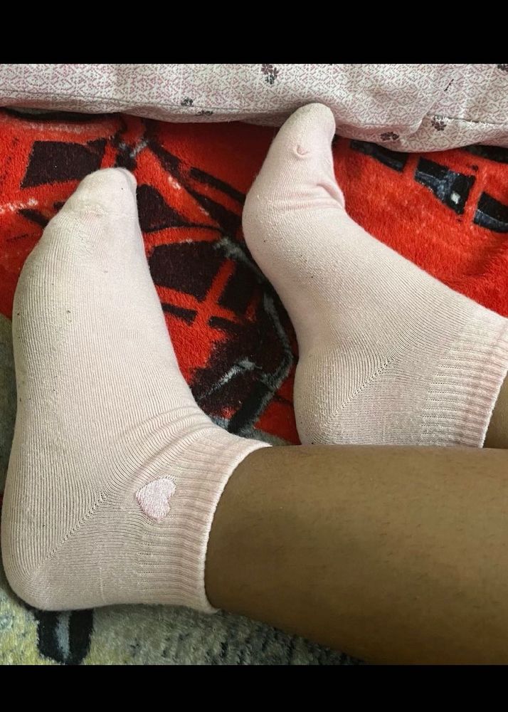 Cute kinky used Pink Heart Socks