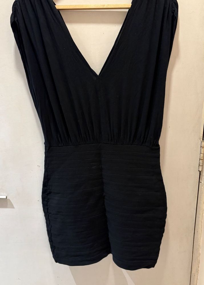 Black Mini Dress - V Neck