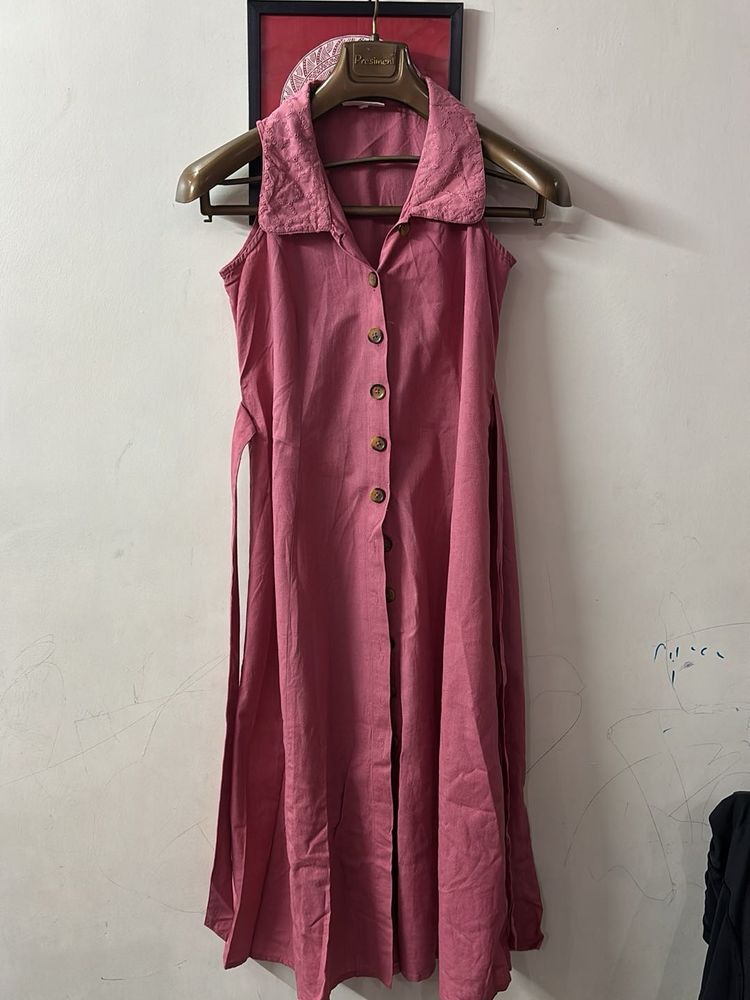 Pink Button-Down Dress