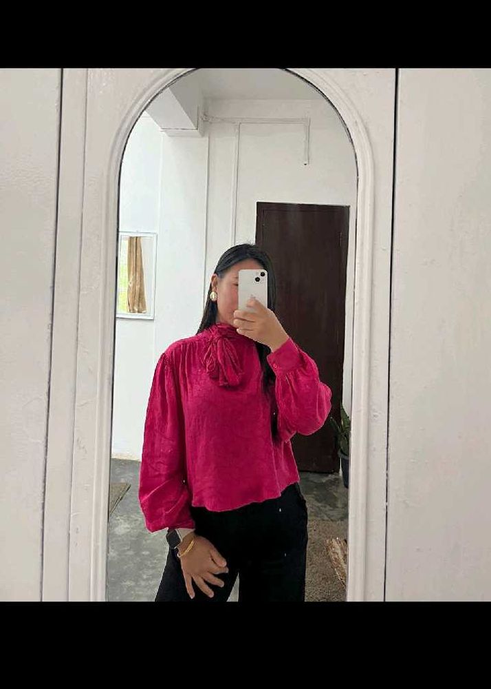 Pink Tie-Neck Top