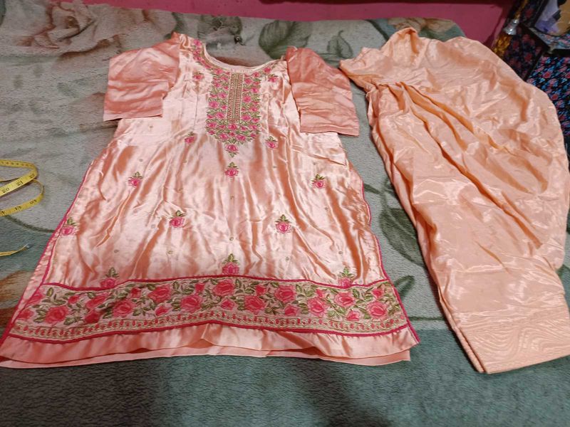 Peach Embroidered Salwar Suit