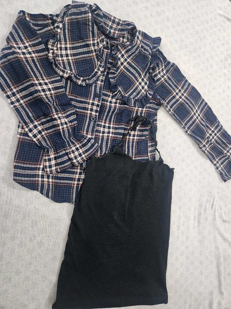 Plaid Shirt with Tank Top