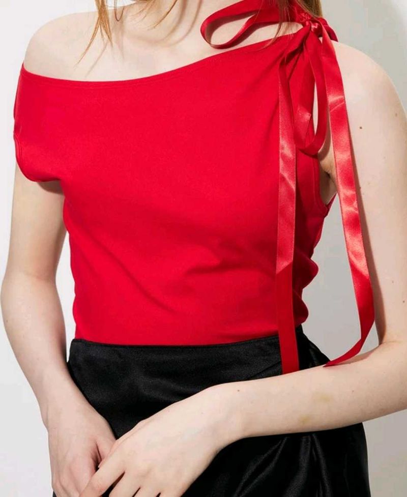 Rich Red Ribbon Top