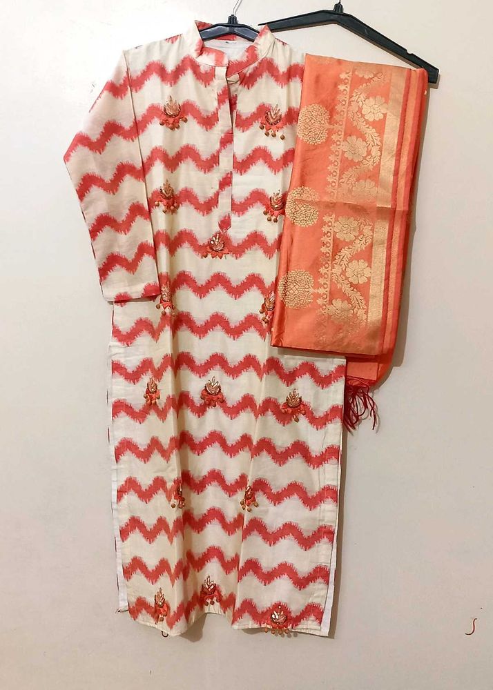 Zigzag Kurta &amp; Dupatta Set