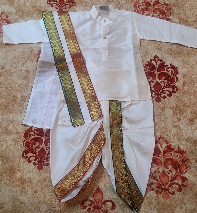 Traditional Off White Kurta Set