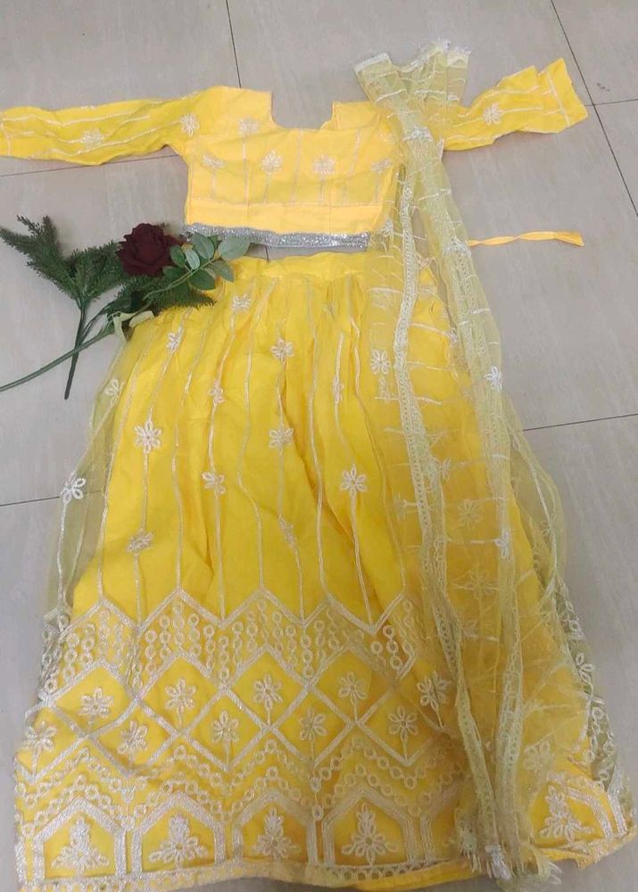 Yellow Embroidered Lehenga Choli Set