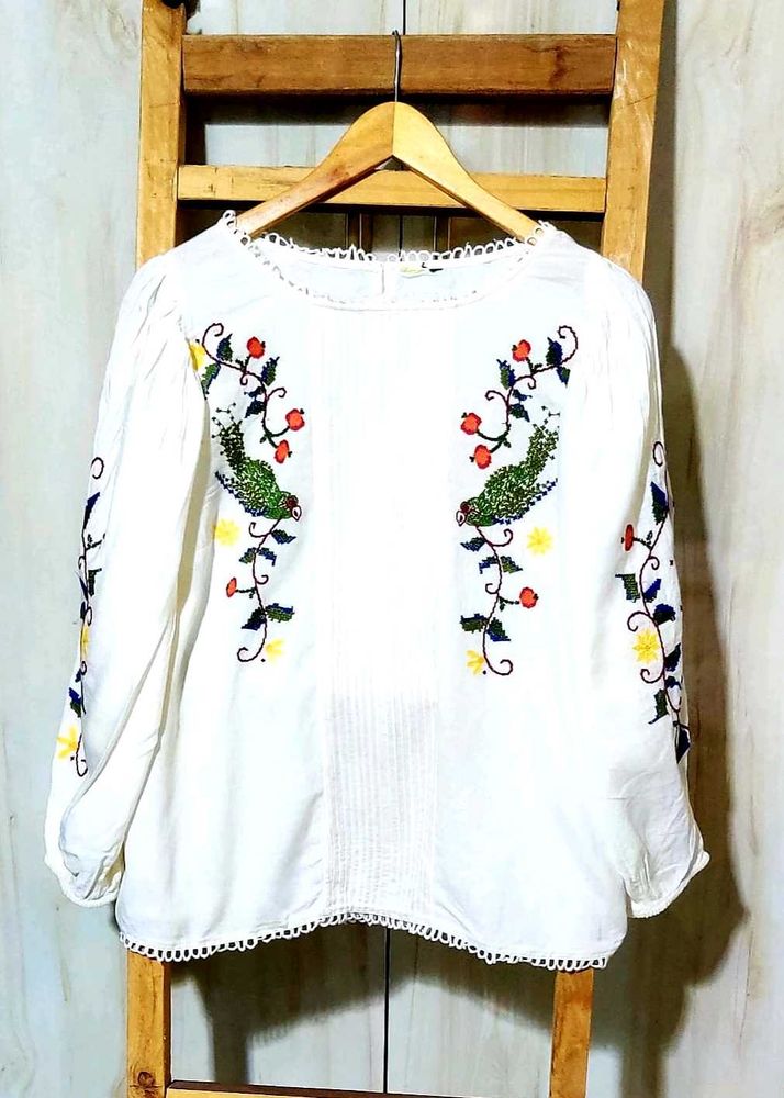 Offwhite Embroidery Work Top Size-36