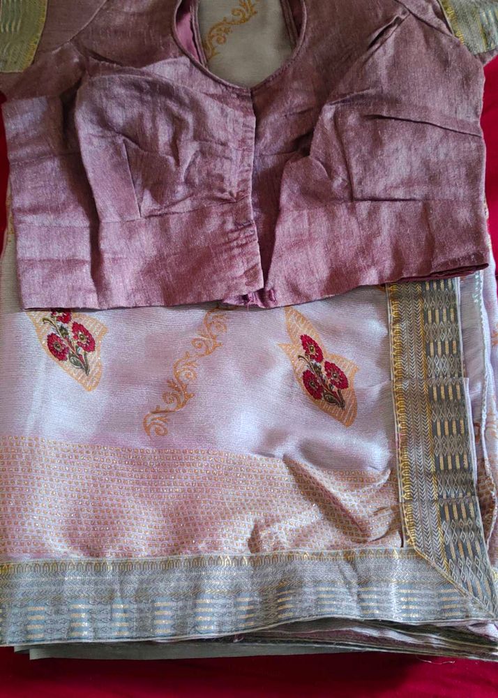 like new Elegant Lavender Saree with Blouse