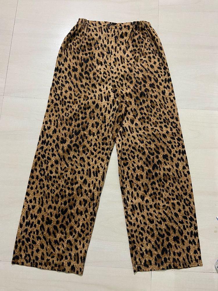Animal Print Wide Leg Pants