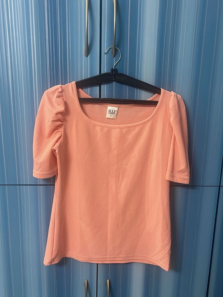 Peach Puff Sleeve Top
