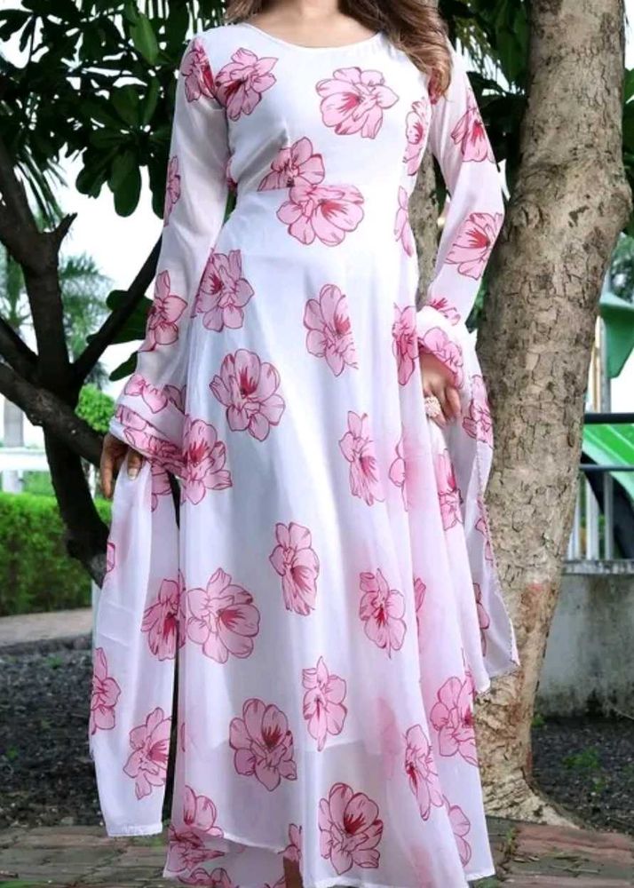 Floral Print Anarkali Dress
