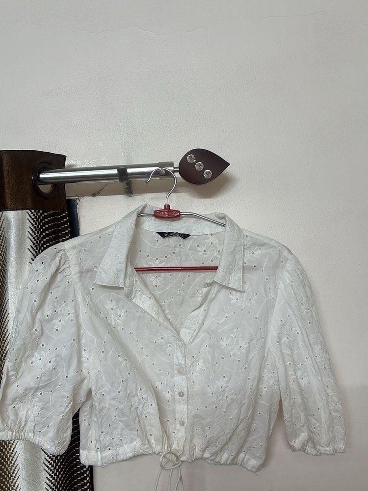 Eyelet Crop Top - Stylish &amp; Fresh