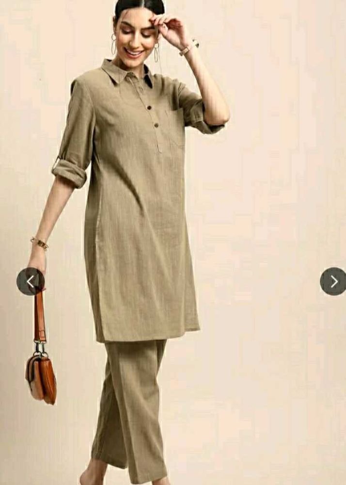 Anouk Women&#39;s Khaki Straight Fit Kurti