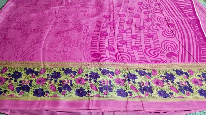 Pink Floral Saree with blouse piece