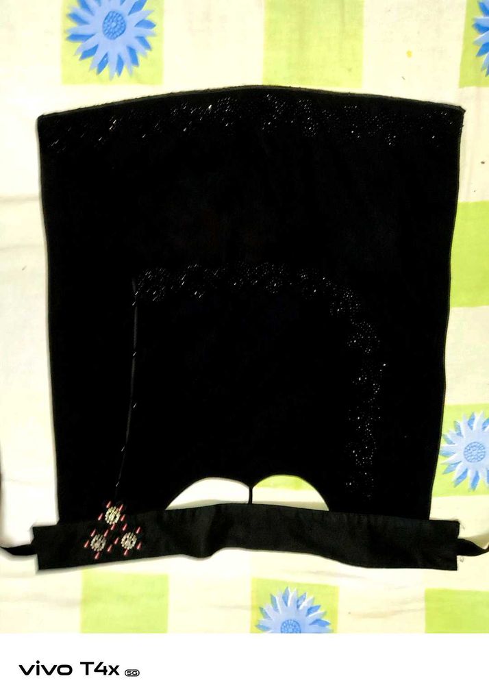 Black Embroidered Hijab or Nosepiece
