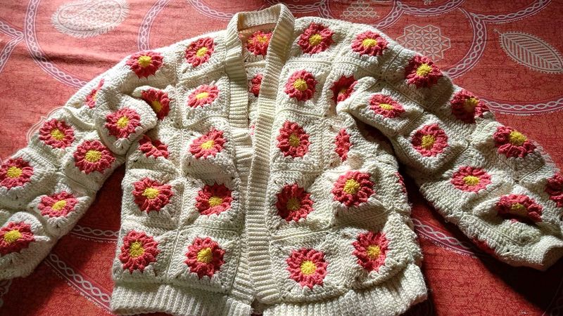 Vintage Granny Square Crochet Cardigan