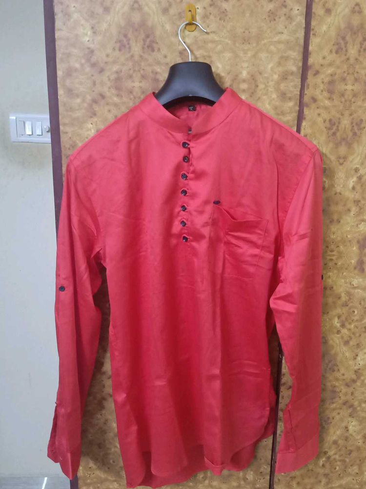 Stylish Red short Kurta For Men, size-L