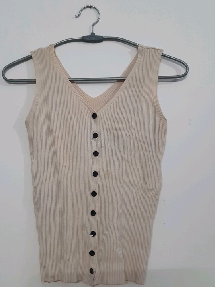 Off White Buttoned Top