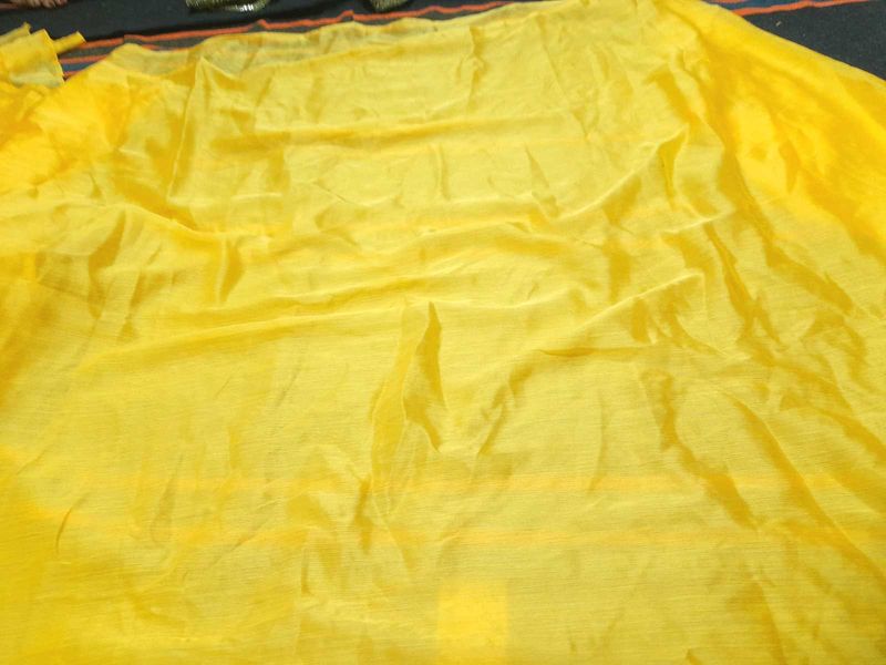 Yellow Plain Saree