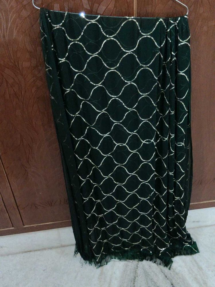 Green &amp; Gold Sequin Scarf