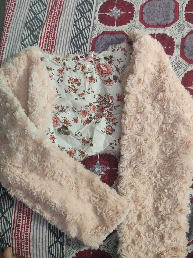 Pink Faux Fur Cardigan For 8 Yr Girl