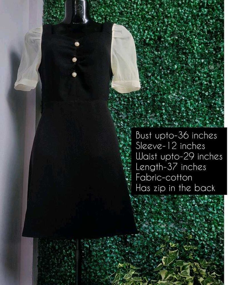 Black Mini Dress with Sheer Sleeves