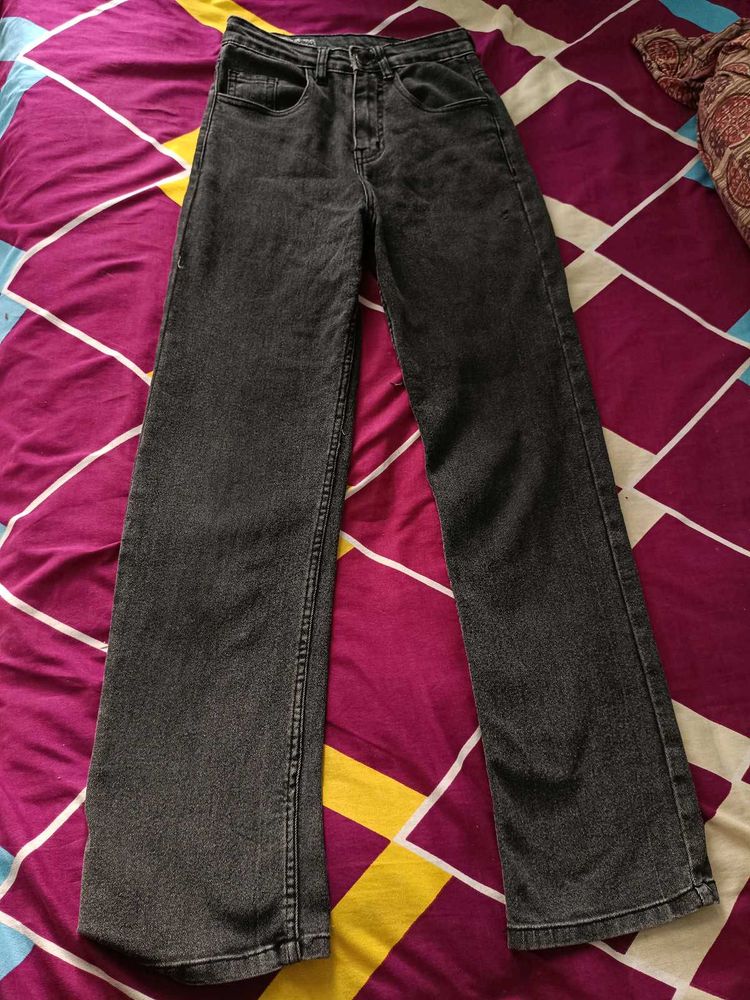 Wide Leg Grey Wash Jeans