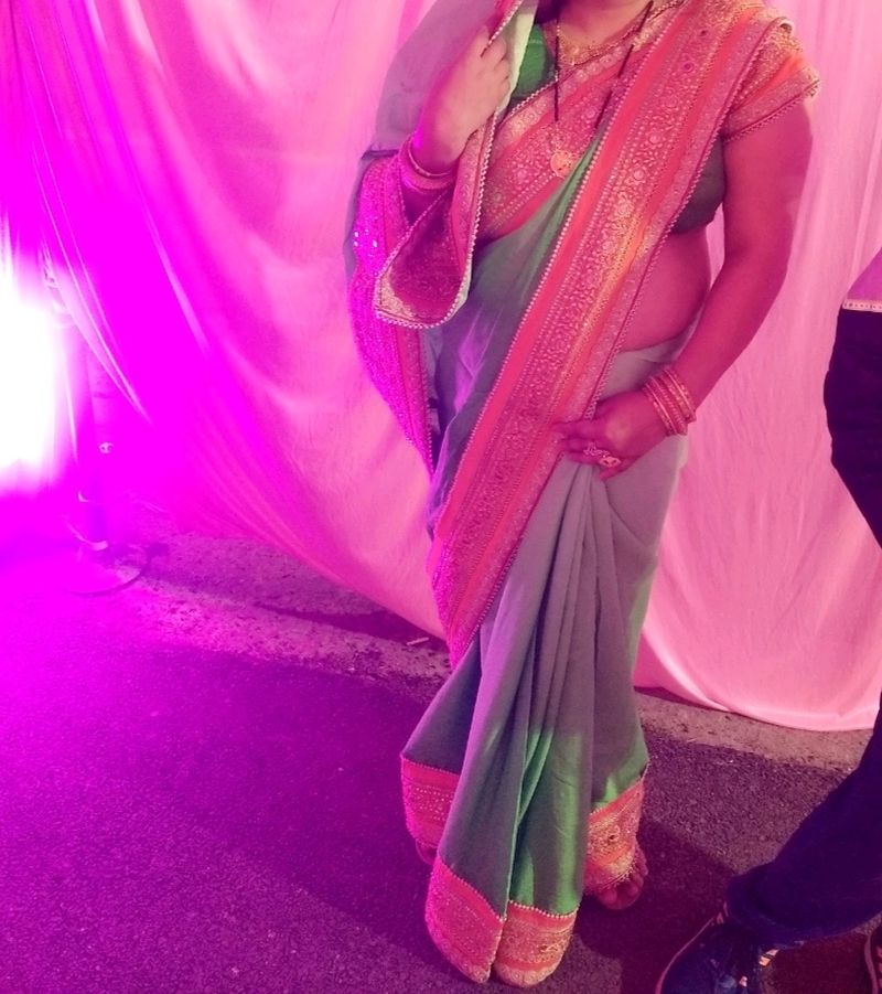 Elegant Grey and Green Saree