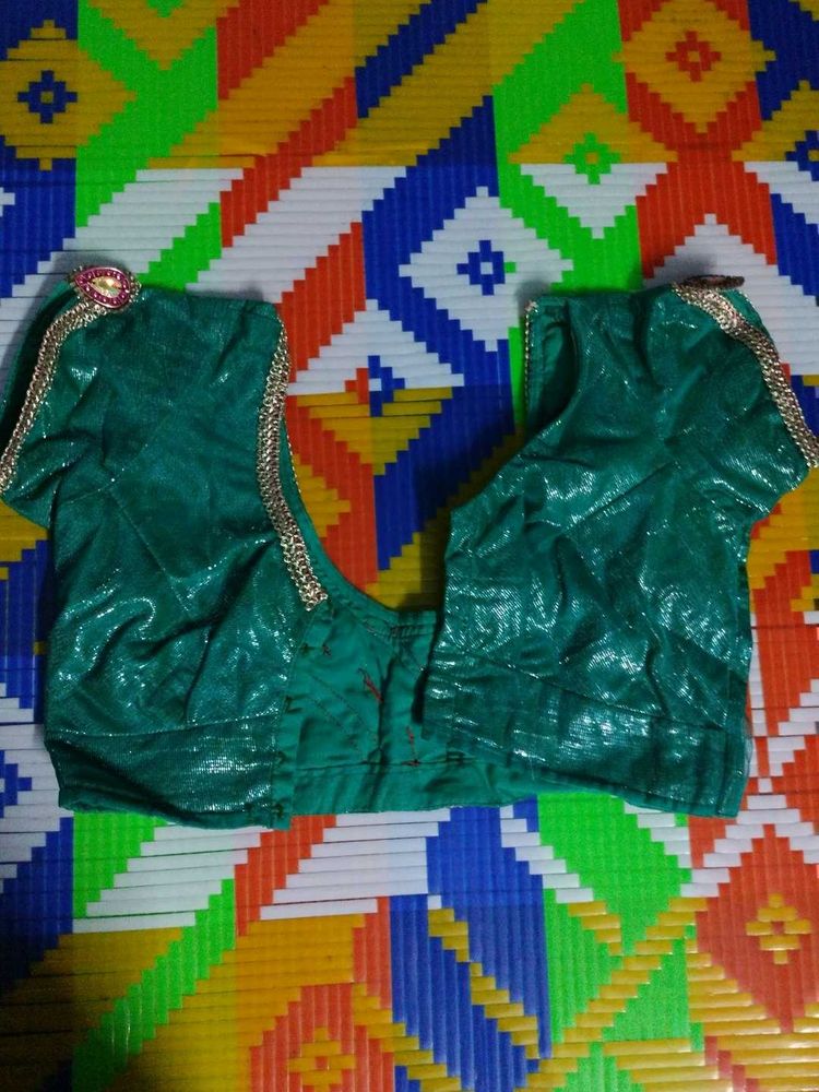 Green Embroidery Half Saree