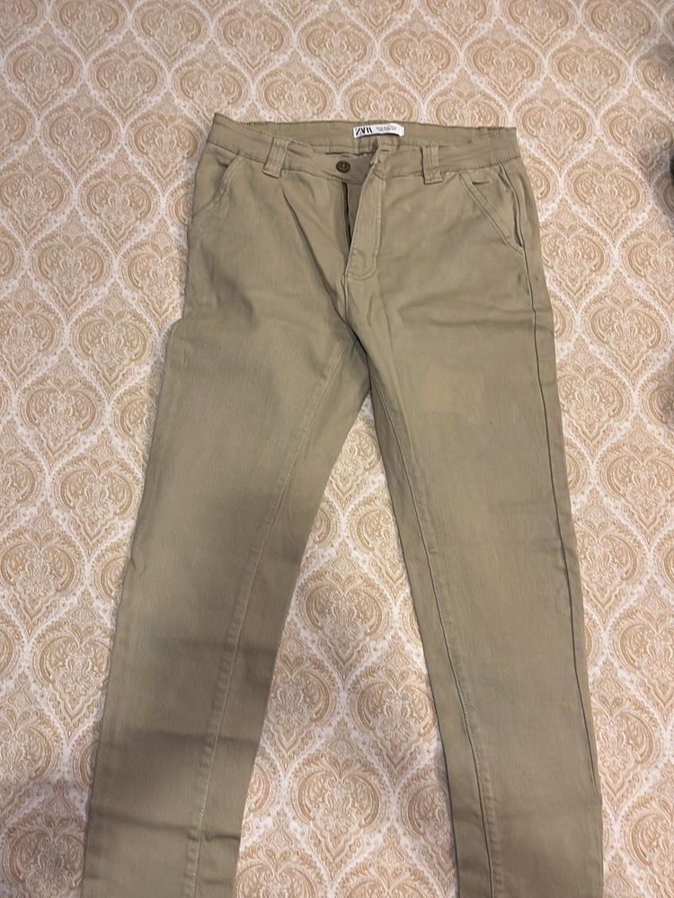 Zara Beige Semi Formal Pants Men