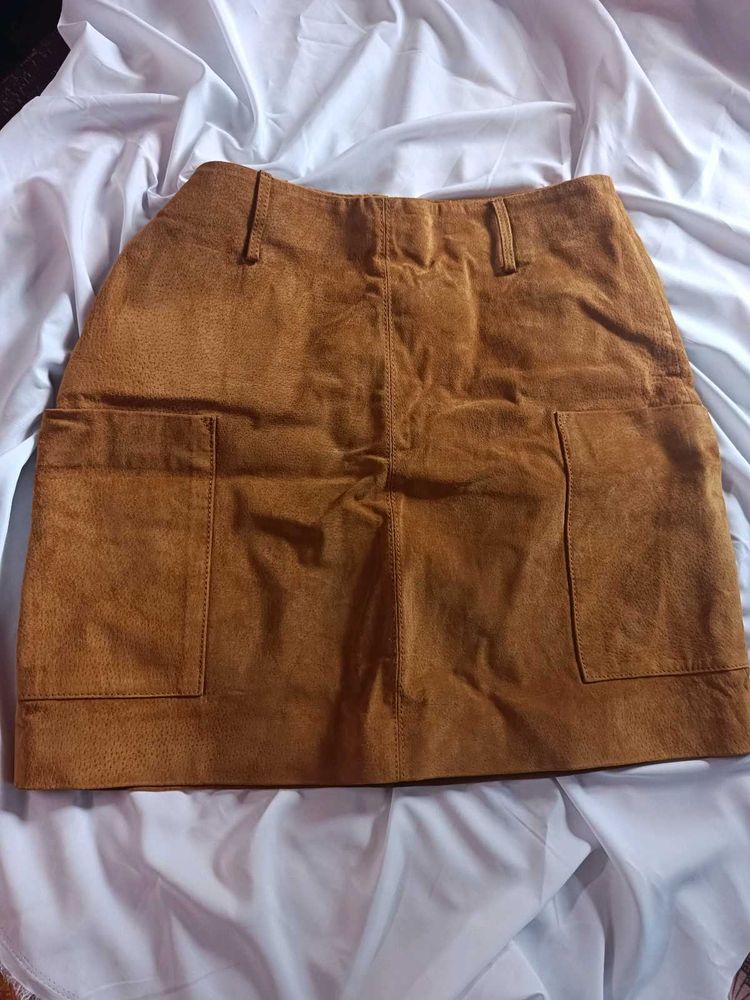 Velvet Leather Skirt
